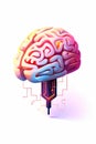 Computer generated image of brain with circuit board in the middle. Generative AI Royalty Free Stock Photo
