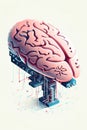 Computer generated image of brain with circuit board in the middle. Generative AI Royalty Free Stock Photo