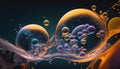 a computer generated image of bubbles floating in the air with a black background and a blue sky in the back ground with a few Royalty Free Stock Photo