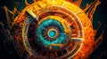Computer generated image of circular structure with number on the center. Generative AI Royalty Free Stock Photo