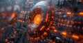 a computer generated image of a futuristic city with a circular object in the middle