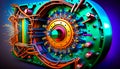 Computer generated image of large machine. Generative AI Royalty Free Stock Photo