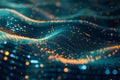 Computer Generated Image of a Light Wave, Abstract visualization of a deep learning neural network made up of binary code, AI Royalty Free Stock Photo