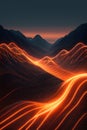 A computer generated image of a mountain landscape with glow Royalty Free Stock Photo