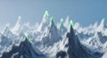 A computer generated image of a mountain range with green lights on the peaks Royalty Free Stock Photo