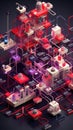 A computer - generated image of a network of computers. Generative AI image.