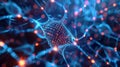 A computer generated image of a neuron with dots, AI Royalty Free Stock Photo