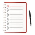 Computer generated image of notebook with checklist isolated on transparent background