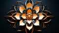 Computer generated image of orange and black flower on black background. Generative AI Royalty Free Stock Photo