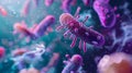 A computer generated image of pink and purple bacteria floating underwater Royalty Free Stock Photo