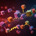 AI Generated Network of Colored Cubes Hovering Against a Space Background Royalty Free Stock Photo