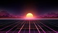 A computer generated image of a sunset over a road Royalty Free Stock Photo