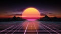 A computer generated image of a sunset over a road Royalty Free Stock Photo