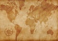 Computer generated old grunge map of the world Royalty Free Stock Photo