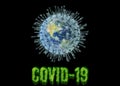 Computer rendition of the Covid 19 Virus enveloping Earth