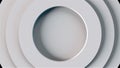Computer generated a set of abstract circles on different levels. 3d rendering of elegant white background