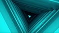 Computer generated triangle tunnel. Space of the future. 3d rendering abstract background. Inside a rotating triangular Royalty Free Stock Photo