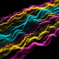 A computer-generated visualization featuring wavy patterns of luminous particles in Royalty Free Stock Photo
