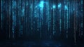 Computer generating graphics in a continuous loop with a binary code digital information technology backdrop Royalty Free Stock Photo