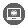 Computer, globe icon. Gray vector sketch. Royalty Free Stock Photo