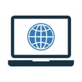 Computer, globe icon. Simple vector sketch. Royalty Free Stock Photo