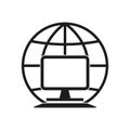 Computer globe icon. Technology internet global. Vector illustration. EPS 10. Royalty Free Stock Photo