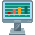 Computer with graph chart statistic on screen icon Royalty Free Stock Photo