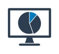 Computer Graph Icon with Pie chart symbol. Royalty Free Stock Photo