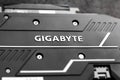 Computer graphic card Gigabyte, professional video card with logo