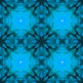 Computer graphics, pattern - kaleidoscope, seamless surreal magical texture in shades of blue. The tile is square