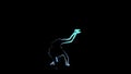 Computer graphics, silhouette perform brakedance in slow motion. Black background