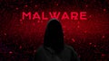 Computer hacker on abstract binary code background. Hacking concept Royalty Free Stock Photo