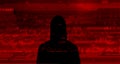 Computer hacker on abstract binary code background. Hacking concept Royalty Free Stock Photo