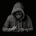 computer hacker ascii style black color image generative AI Royalty Free Stock Photo