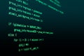 Computer hacker code. Modern technology background. Web software. Shallow depth of field, selective focus effect Royalty Free Stock Photo