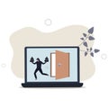 Computer hacker, cyber security, online ransomware or malware to steal personal data from computer.flat vector illustration Royalty Free Stock Photo