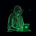 computer hacker green ascii style on black background generative AI Royalty Free Stock Photo