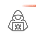 Computer hacker with hoodie and laptop