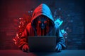 Computer hacker with laptop, generative AI Royalty Free Stock Photo