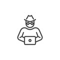Computer hacker line icon