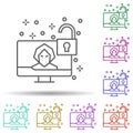 Computer hacker lock multi color icon. Simple thin line, outline vector of computer icons for ui and ux, website or mobile Royalty Free Stock Photo