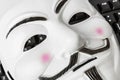 Computer hacker mask and keyboard Royalty Free Stock Photo