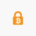 Lock bitcoin. Computer hacker and ransomware vector concept. Criminal hacking, data theft and blackmailing symbol. Bitcoin digital Royalty Free Stock Photo