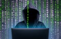 Computer hacker stealing data from the internet Royalty Free Stock Photo
