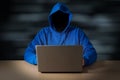 Computer hacker steals data from laptop.