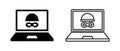 Computer hacker vector icon set. Spy app searching symbol