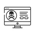 Computer hacking black line icon. Attempt to exploit a computer system or a private network inside a computer. Pictogram for web Royalty Free Stock Photo
