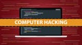 Computer hacking concept with code script programming on laptop