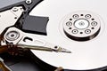 Computer hard disk drive close-up shot. Royalty Free Stock Photo