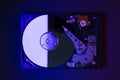 Computer hard disk drive HDD photo in cyberpunk styles Royalty Free Stock Photo